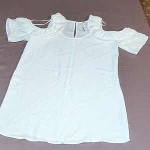 NY collection size XS white sleeveless with ruffles casual blouse